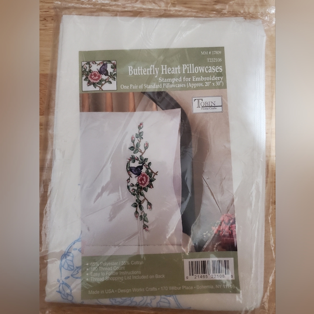 Tobin Butterfly Heart Floral Stamped Embroidery Pillowcases